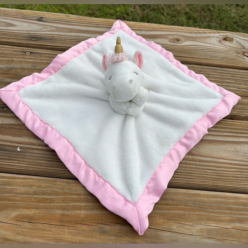 Carter's‎ UNICORN Plush LOVEY Baby Security Blanket 14" Cozy Soft Pink and White